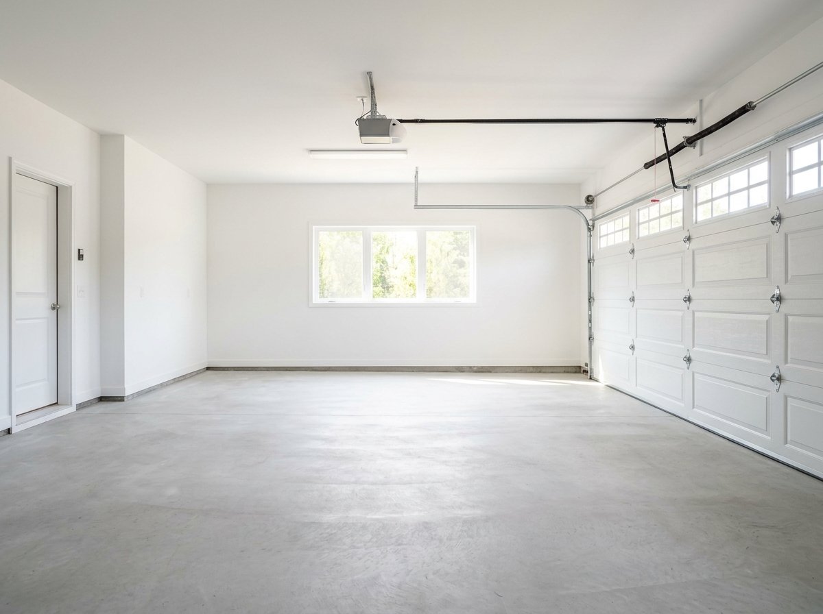 Clean spotless empty residential garage after junk removal by Your Junk My Trunk LLC